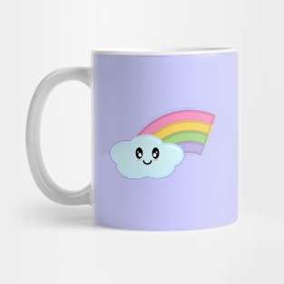 Kawaii Cute Happy Rainbow in Purple Mug